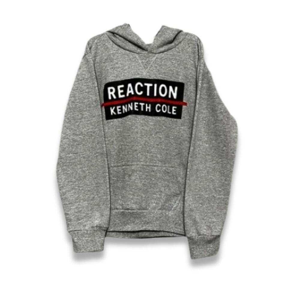 Kenneth Cole Reaction Pullover Hoodie Ribbed Cuffs Long Sleeve Gray 10-12 NWOT